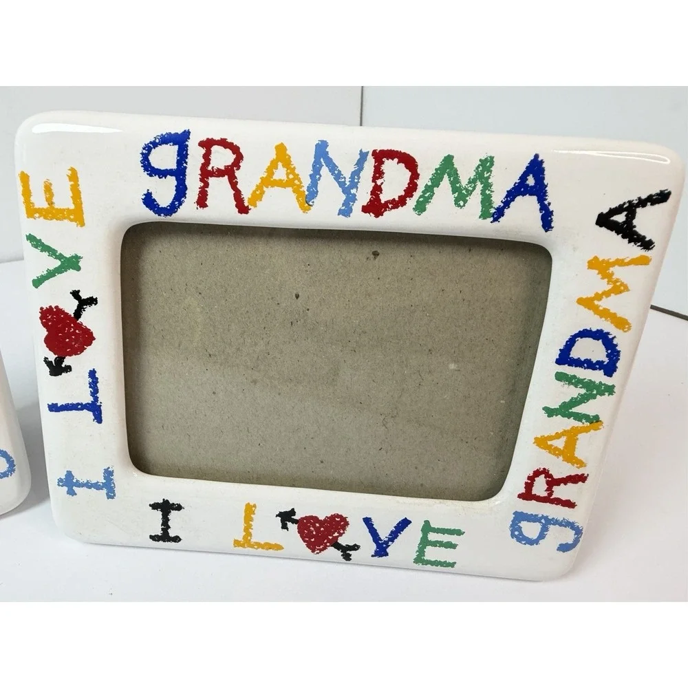 1988 I Love My Grandma & Grandpa Colorful Picture Frame Photo Vintage‎ Set
